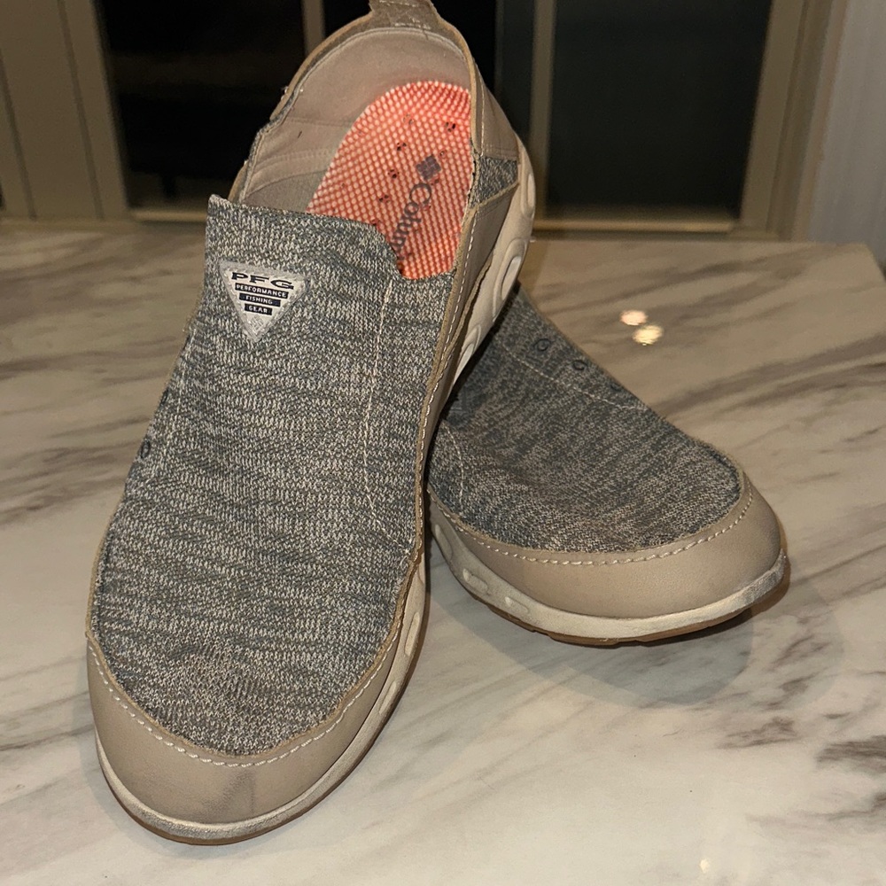 Columbia PFG Bahama Vent Boat Shoes Men’s  9 Grey Orange Fishing BM1025-212